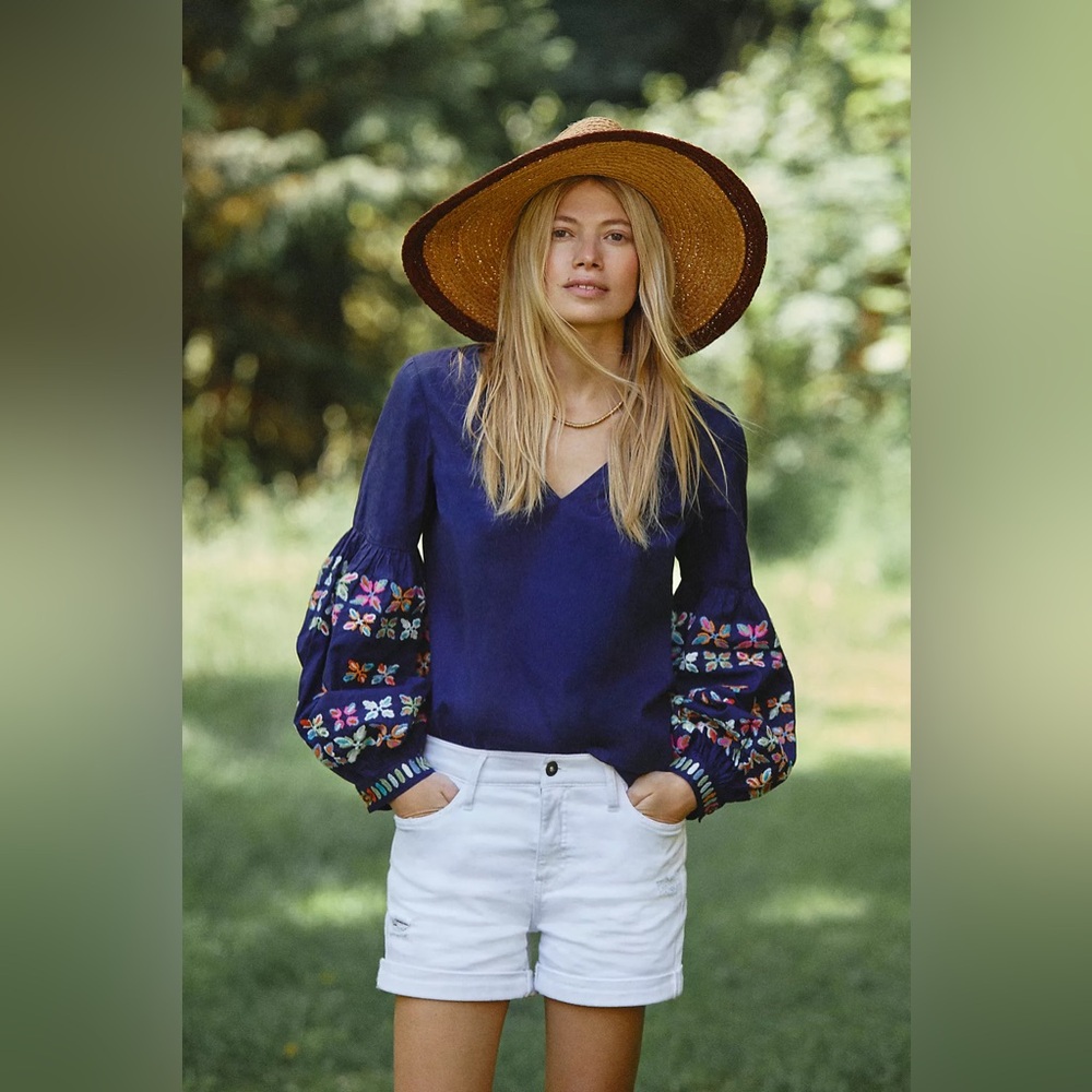 Anthropologie Maeve Sonja Embroidered Blouse